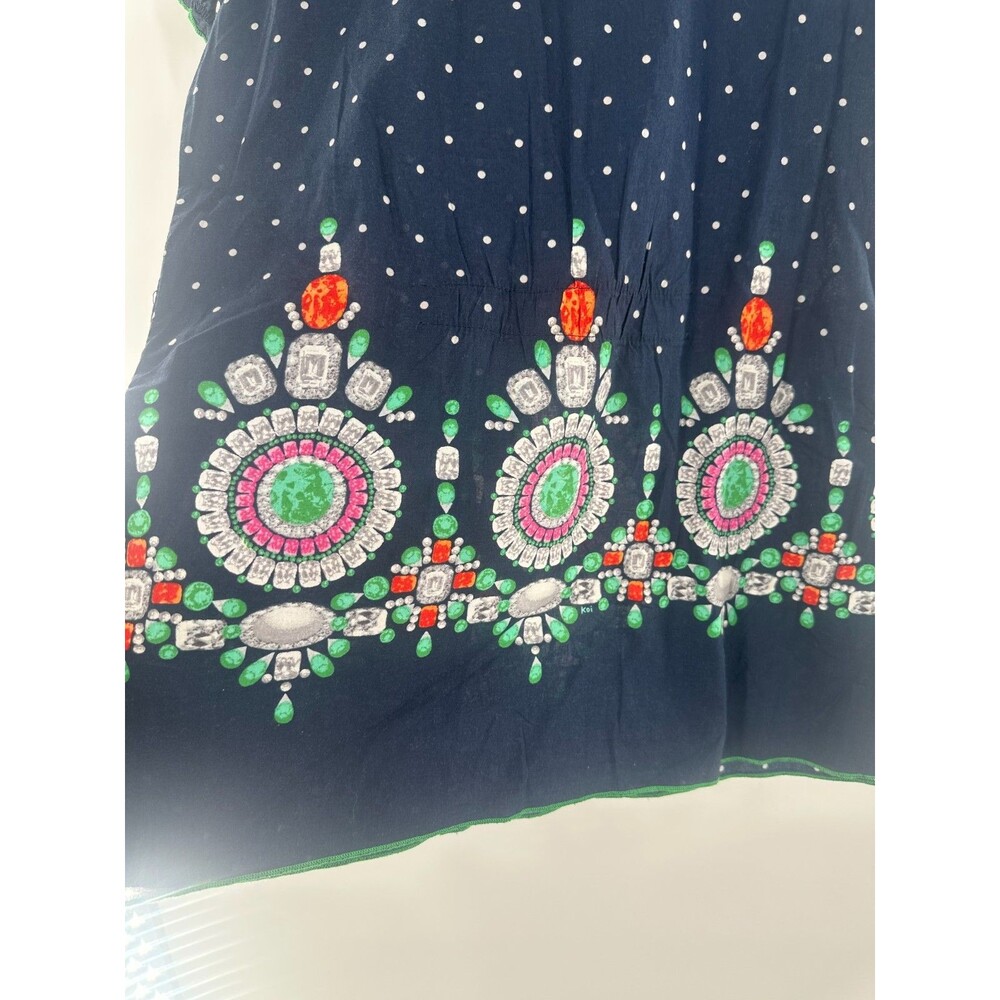 NWT Koi Kathy Peterson Gwen Scrub Top | Navy Blue Polka Dot Jewel Print Size S - Picture 3 of 8